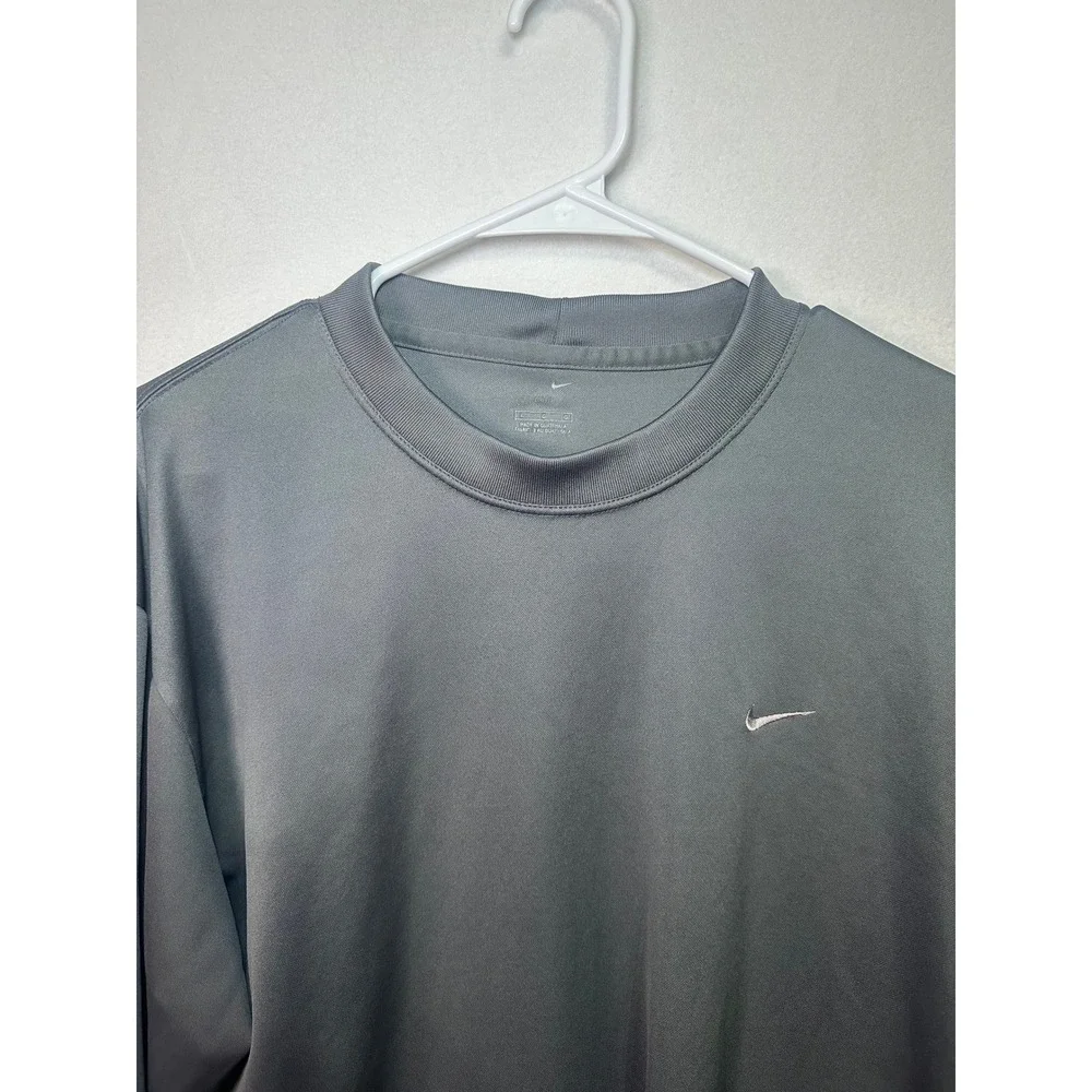 Nike Golf Mens Long Sleeve Mock‎ Neck Performance Shirt Grey Large L Activewear